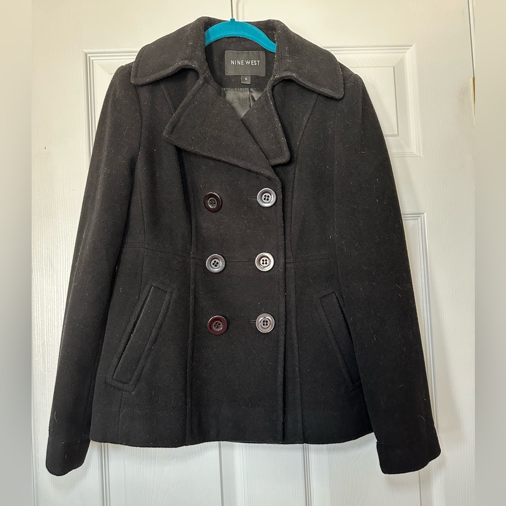 Nine West Women's Dark Gray Peacoat Coat